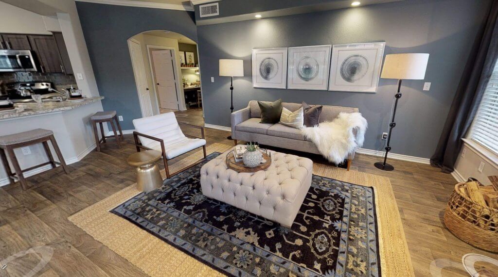 interior living area at mcdermott place plano tx apartments